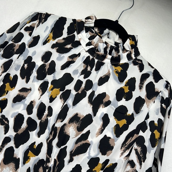 SHEIN Tops - SHEIN Top.  Leopard Print.  Ruffle Neck. size Large